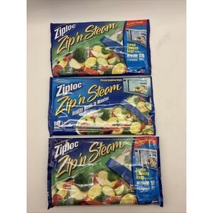 (30) Ziploc Zip 'N Steam Medium Microwave Cooking Bags Lot Of (3) New 10 Packs